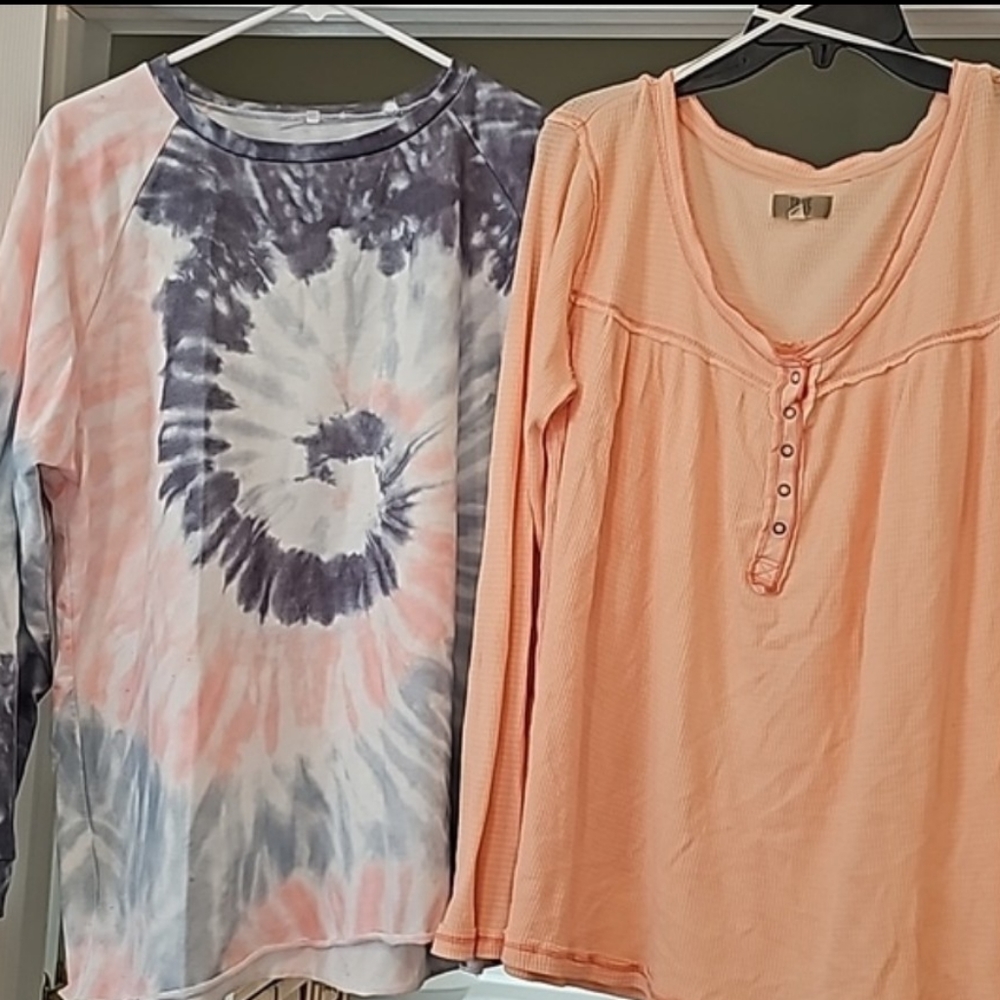 True Craft, 2 long sleeve shirts, peach, blue, white, Size XL - Picture 3 of 10